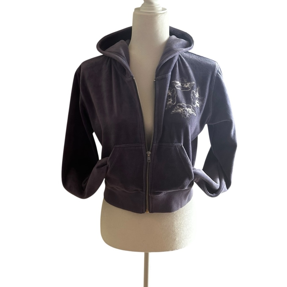 BOYS LIE Let It Grow hoodie New/tags Purple Revolve velvet graphic womens sz M/L - Picture 2 of 15